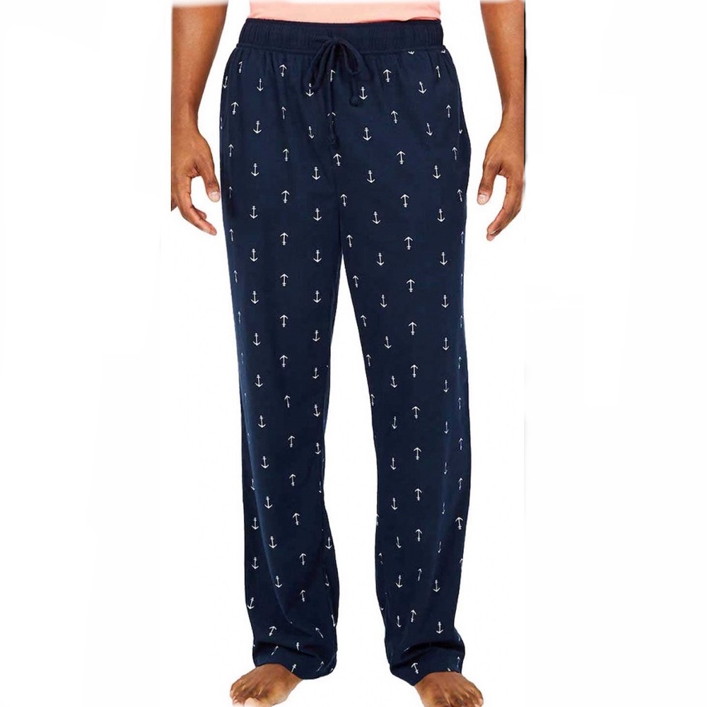 Nautica Pajama Mens Blue Anchor Motif Lounge Pants size Medium Like New